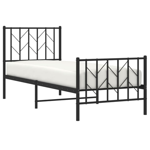 vidaXL Metal Bed Frame without Mattress with Footboard Black 75x190cm