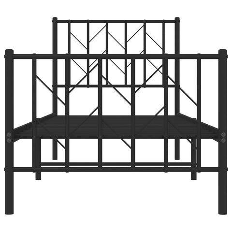 vidaXL Metal Bed Frame without Mattress with Footboard Black 75x190cm