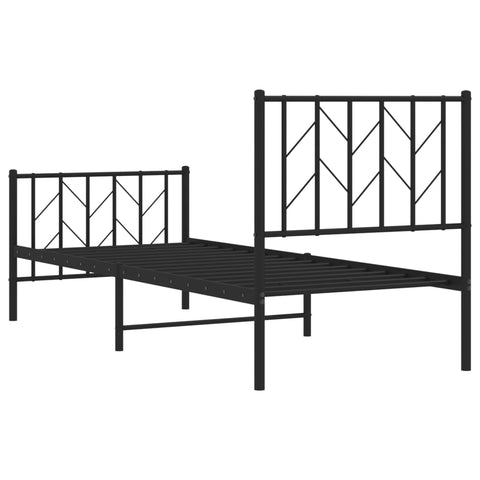 vidaXL Metal Bed Frame without Mattress with Footboard Black 75x190cm