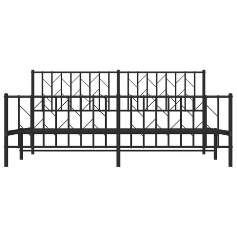 vidaXL Metal Bed Frame without Mattress with Footboard Black 183x213cm