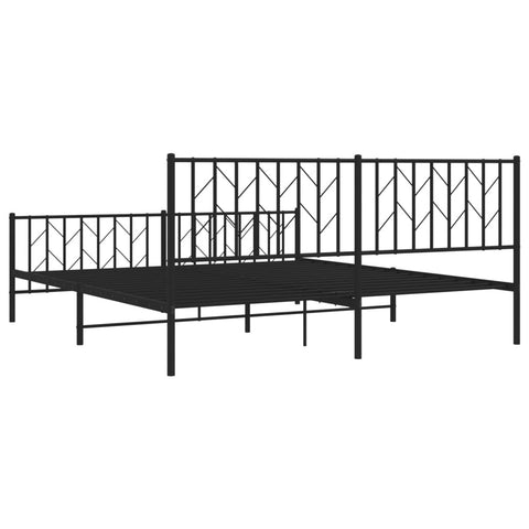 vidaXL Metal Bed Frame without Mattress with Footboard Black 183x213cm