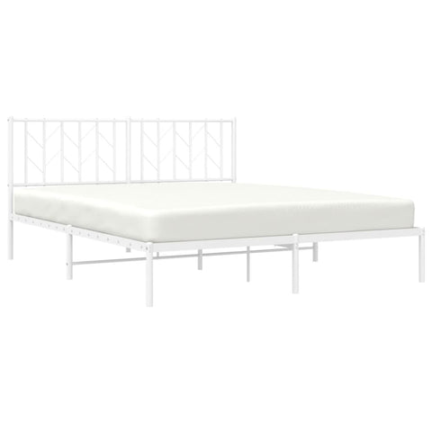vidaXL Metal Bed Frame without Mattress with Headboard White 160x200cm