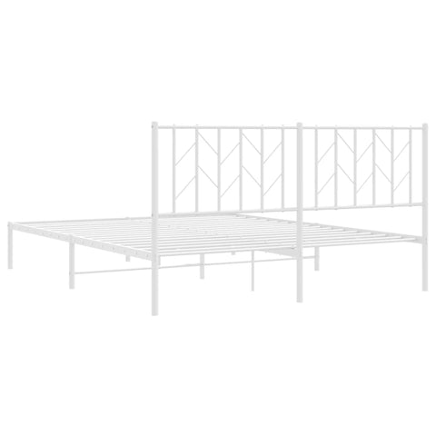 vidaXL Metal Bed Frame without Mattress with Headboard White 160x200cm