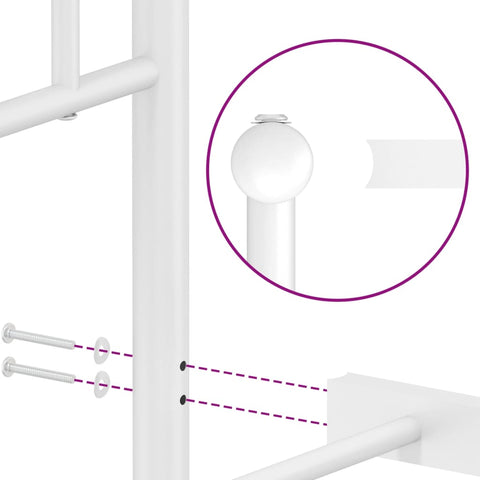 vidaXL Metal Bed Frame without Mattress with Headboard White 160x200cm