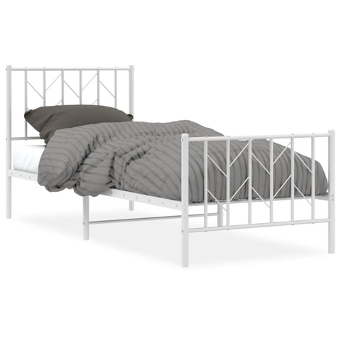 vidaXL Metal Bed Frame without Mattress with Footboard White 80x200cm