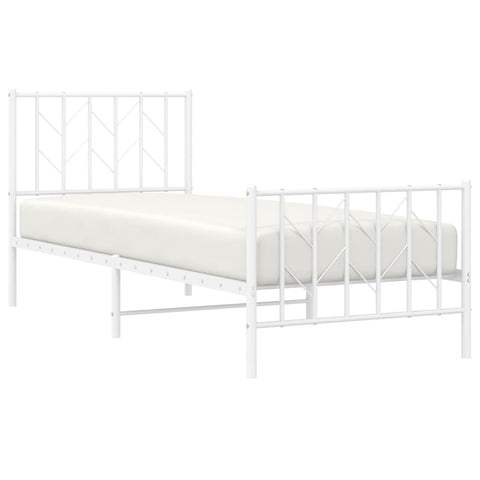 vidaXL Metal Bed Frame without Mattress with Footboard White 80x200cm