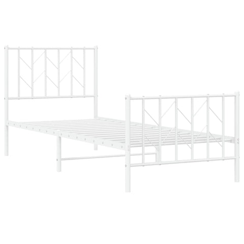 vidaXL Metal Bed Frame without Mattress with Footboard White 80x200cm