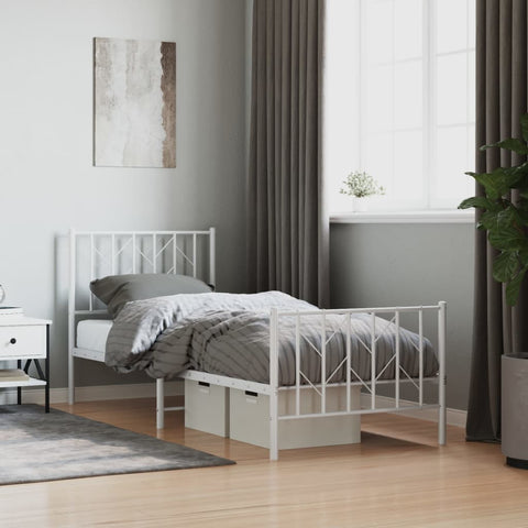vidaXL Metal Bed Frame without Mattress with Footboard White 80x200cm