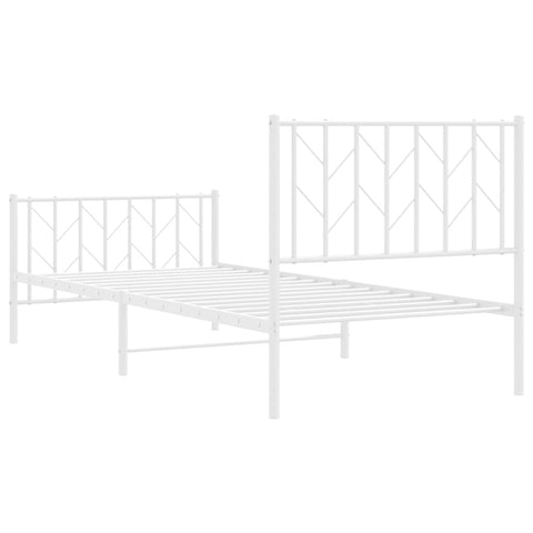 vidaXL Metal Bed Frame without Mattress with Footboard White 90x200cm