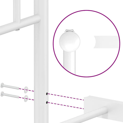 vidaXL Metal Bed Frame without Mattress with Footboard White 90x200cm