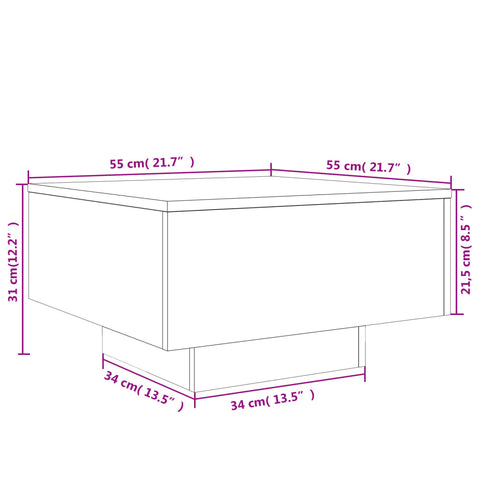 vidaXL Coffee Table Grey Sonoma 55x55x31 cm Engineered Wood