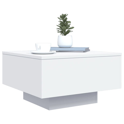 vidaXL Coffee Table with LED Lights White 55x55x31 cm