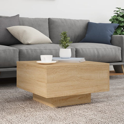 vidaXL Coffee Table with LED Lights Sonoma Oak 55x55x31 cm