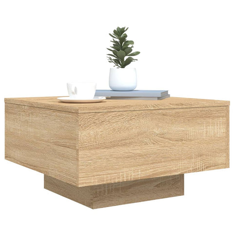 vidaXL Coffee Table with LED Lights Sonoma Oak 55x55x31 cm