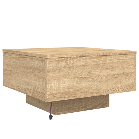 vidaXL Coffee Table with LED Lights Sonoma Oak 55x55x31 cm