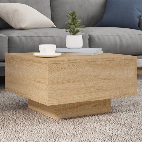 vidaXL Coffee Table with LED Lights Sonoma Oak 55x55x31 cm
