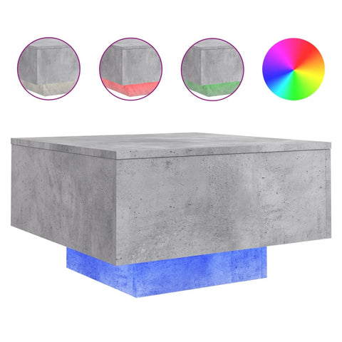 vidaXL Coffee Table with LED Lights Concrete Grey 55x55x31 cm