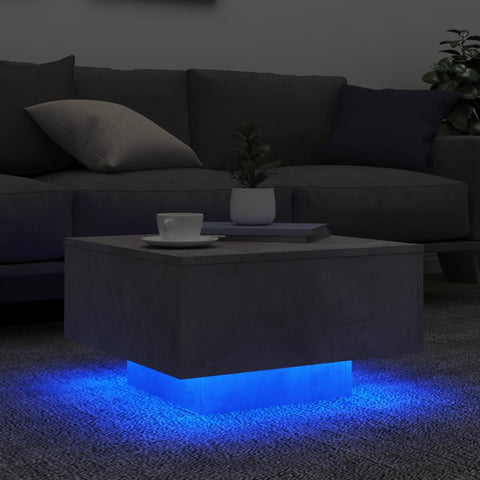 vidaXL Coffee Table with LED Lights Concrete Grey 55x55x31 cm