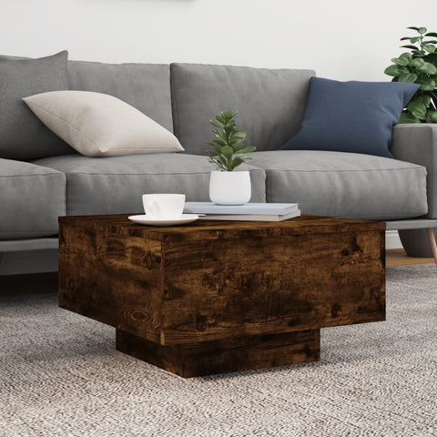 vidaXL Coffee Table with LED Lights Smoked Oak 55x55x31 cm