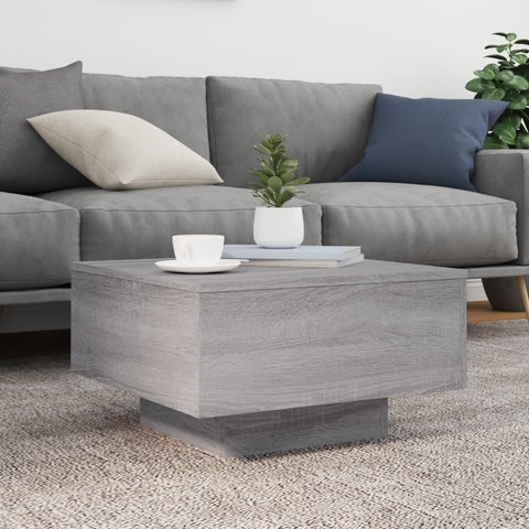 vidaXL Coffee Table with LED Lights Grey Sonoma 55x55x31 cm