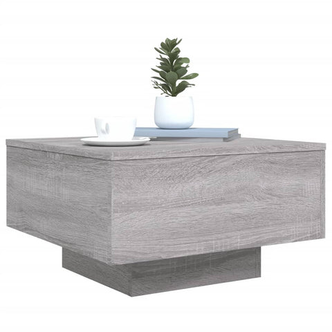 vidaXL Coffee Table with LED Lights Grey Sonoma 55x55x31 cm