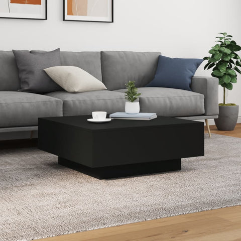 vidaXL Coffee Table with LED Lights Black 80x80x31 cm
