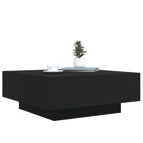 vidaXL Coffee Table with LED Lights Black 80x80x31 cm