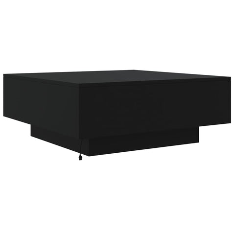 vidaXL Coffee Table with LED Lights Black 80x80x31 cm