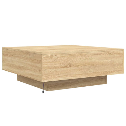 vidaXL Coffee Table with LED Lights Sonoma Oak 80x80x31 cm