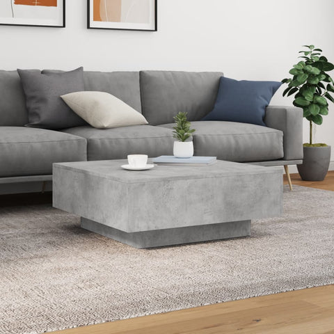 vidaXL Coffee Table with LED Lights Concrete Grey 80x80x31 cm
