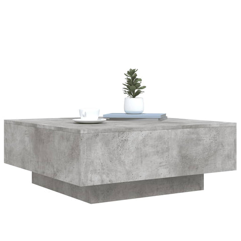 vidaXL Coffee Table with LED Lights Concrete Grey 80x80x31 cm