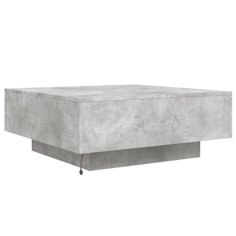 vidaXL Coffee Table with LED Lights Concrete Grey 80x80x31 cm