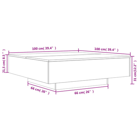 vidaXL Coffee Table Black 100x100x31 cm Engineered Wood