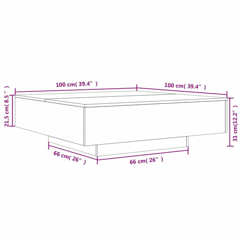 vidaXL Coffee Table Concrete Grey 100x100x31 cm Engineered Wood