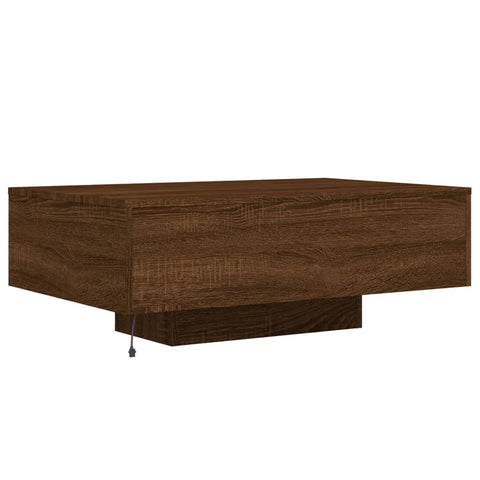 vidaXL Coffee Table with LED Lights Brown Oak 85x55x31 cm