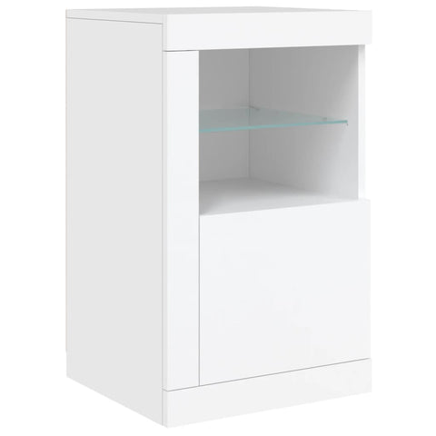 vidaXL Side Cabinet with LED Lights White Engineered Wood