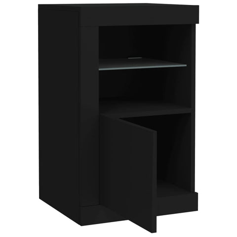 vidaXL Side Cabinets with LED Lights 2 pcs Black Engineered Wood