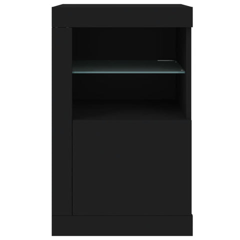 vidaXL Side Cabinets with LED Lights 2 pcs Black Engineered Wood