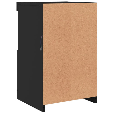 vidaXL Side Cabinets with LED Lights 2 pcs Black Engineered Wood