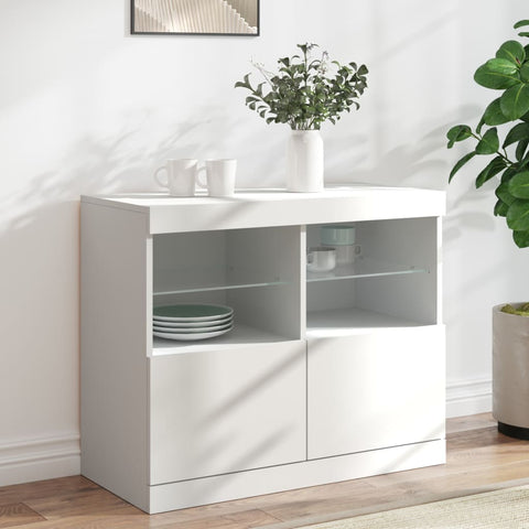 vidaXL Sideboard with LED Lights White 81x37x67 cm