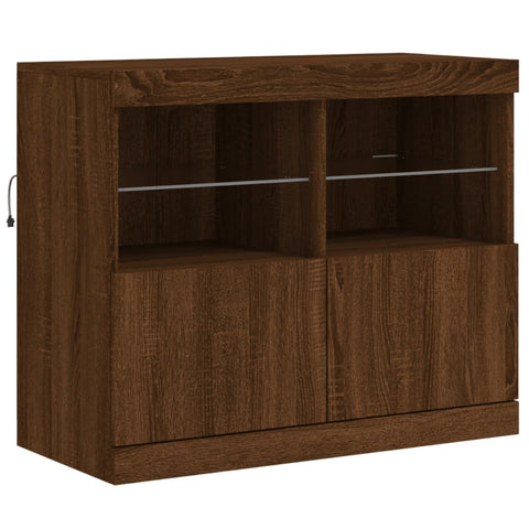 vidaXL Sideboard with LED Lights Brown Oak 81x37x67 cm