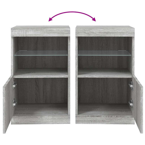 vidaXL Sideboard with LED Lights Grey Sonoma 41x37x67 cm