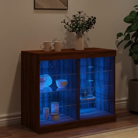 vidaXL Sideboard with LED Lights Brown Oak 81x37x67 cm