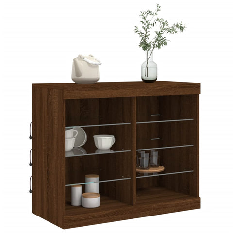 vidaXL Sideboard with LED Lights Brown Oak 81x37x67 cm