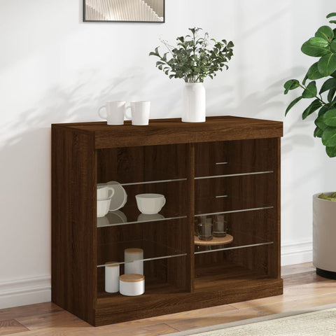 vidaXL Sideboard with LED Lights Brown Oak 81x37x67 cm