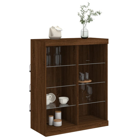 vidaXL Sideboard with LED Lights Brown Oak 81x37x100 cm
