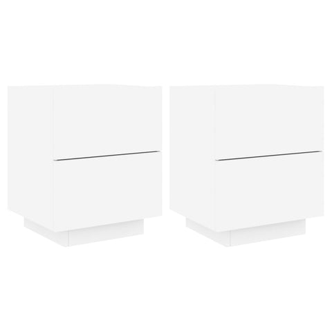 vidaXL Bedside Cabinets with LED Lights 2 pcs White Engineered Wood