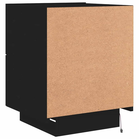 vidaXL Bedside Cabinets with LED Lights 2 pcs Black Engineered Wood