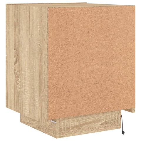 vidaXL Bedside Cabinets with LED Lights 2 pcs Sonoma Oak Engineered Wood