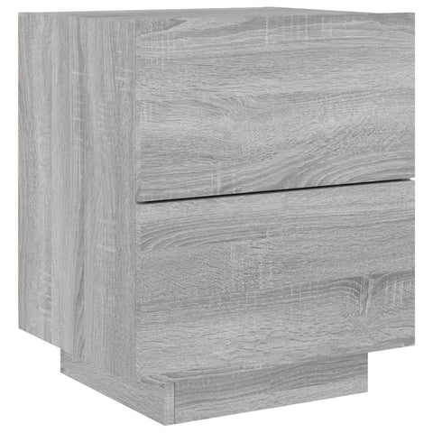 vidaXL Bedside Cabinet with LED Lights Grey Sonoma Engineered Wood